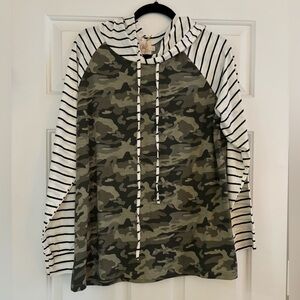 Camouflage and Striped Hoodie